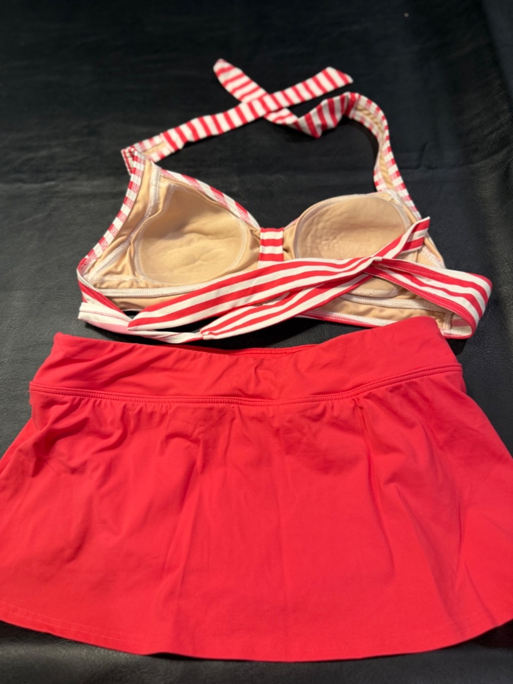 Land's End Vintage Bikini Swimsuit Pink Medium Top and Bottom Swim Skirt - Picture 2 of 4